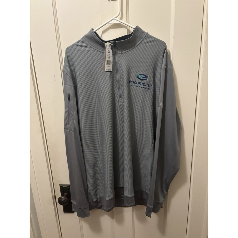 Adidas Golf Mens 2XL Grey Textured Quarter Zip Pullover Sweatshirt FL7714 NWT
